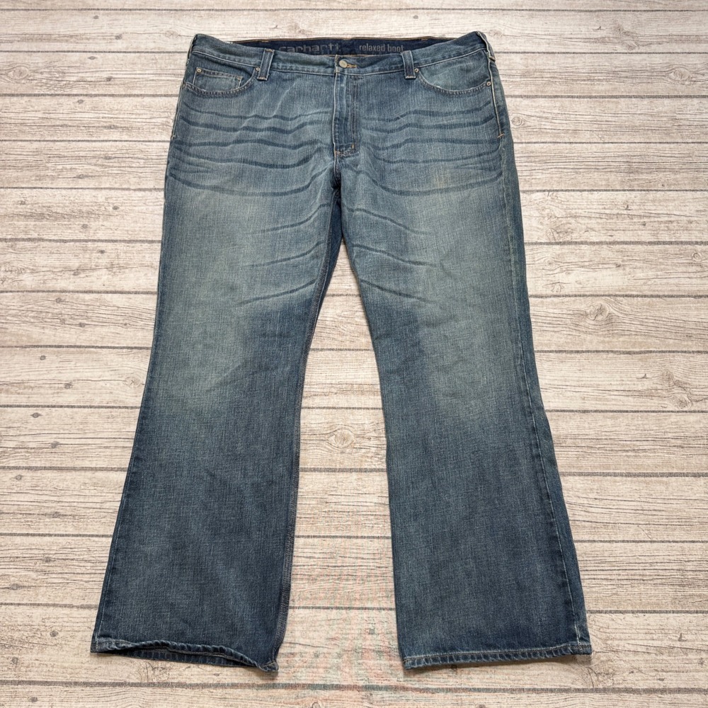 Carhartt Jeans Men's 44x32 Blue Denim Relaxed Fit Bootcut Medium Wash Workwear